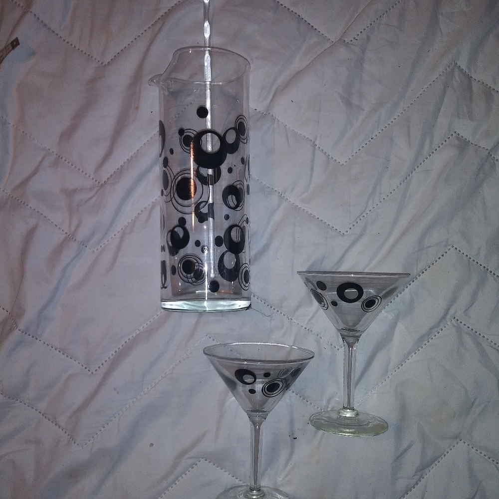Glass martini set with pitcher, stirrer, 2 glasses